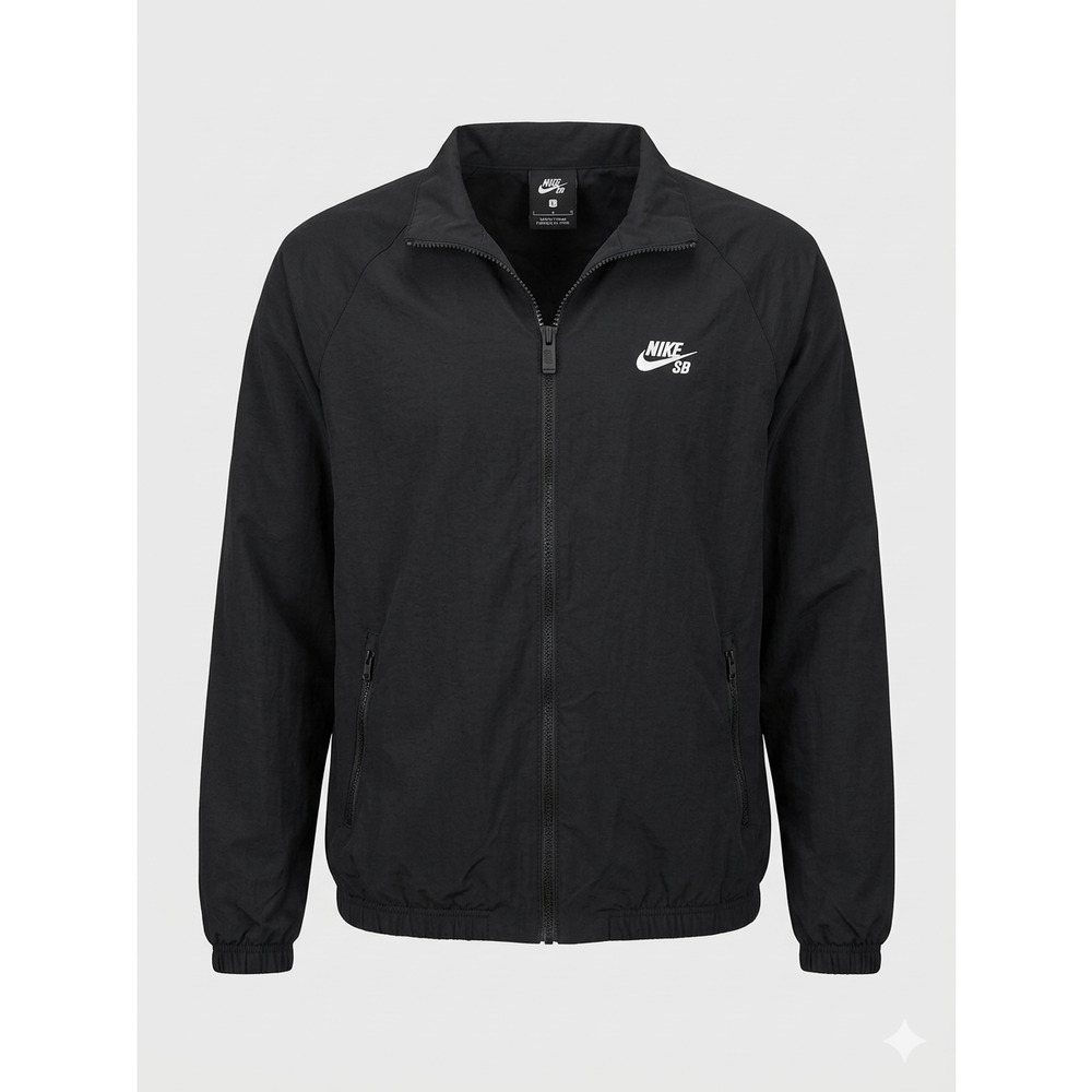 Nike SB Windbreaker Jacket Black Full Zip Skateboarding Men's Size Large